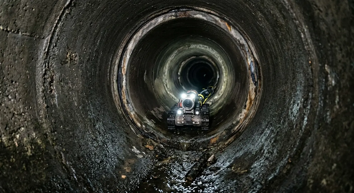 Robotic sewer camera inspecting pipe interior for Sewer Line Repair in Gentry
